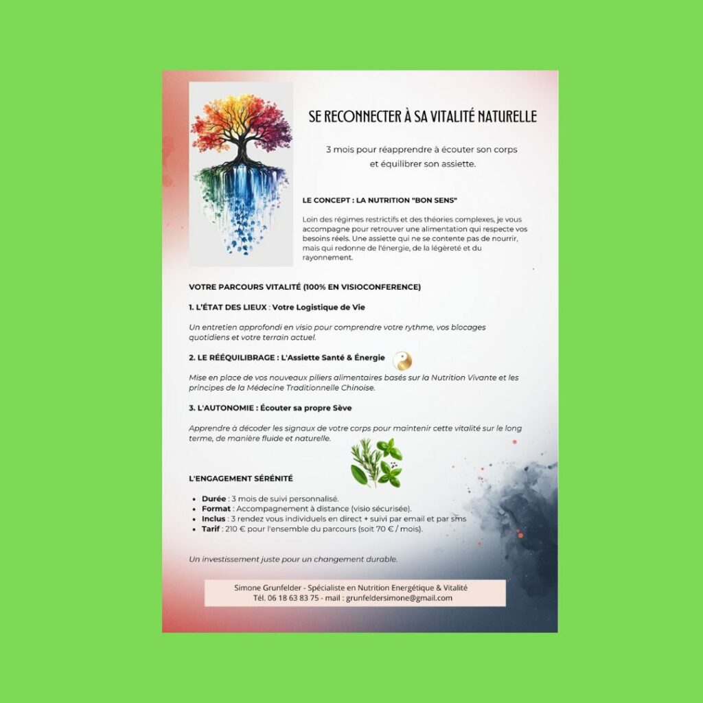 Affiche Parcours Vitalité et Nutrition 3 mois - Simone Grunfelder